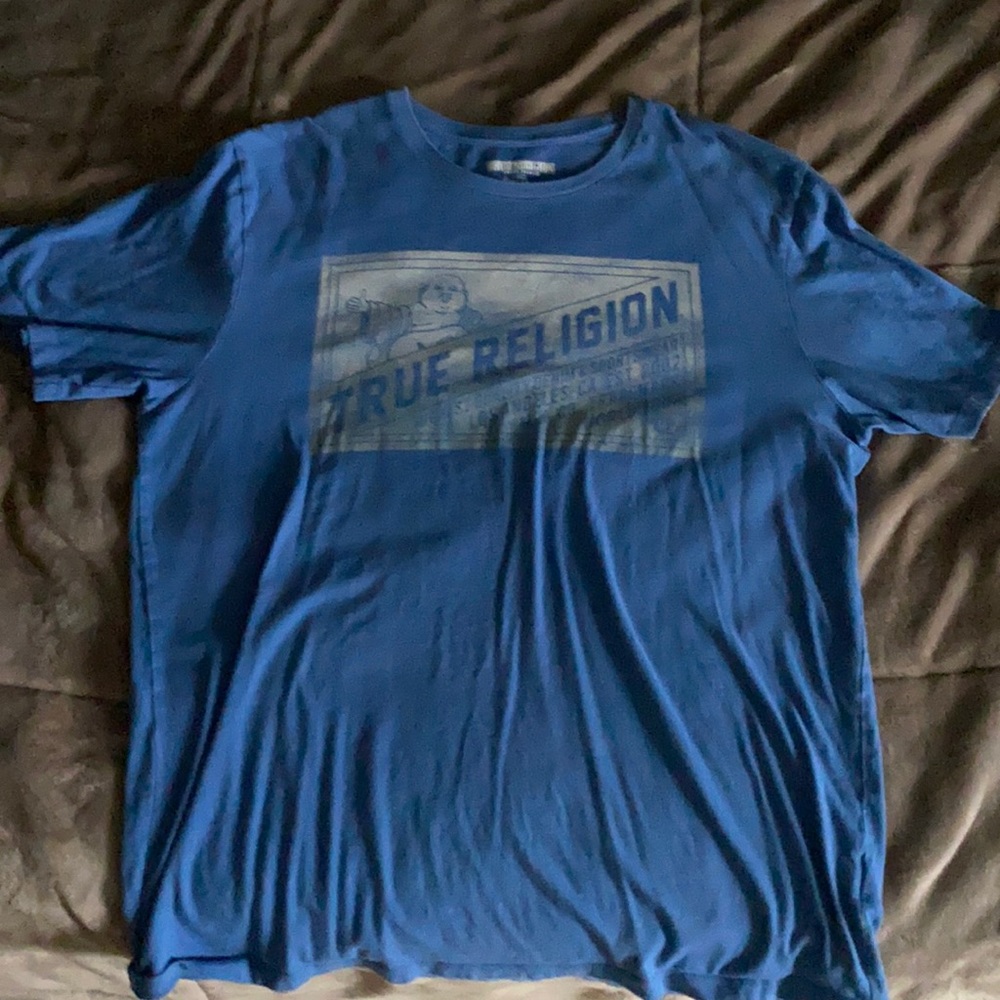Large Blue faded True Religion short sleeve tee